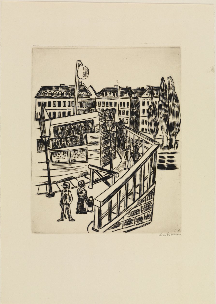 Puente de madera (Calle suburbana) de Max Beckmann