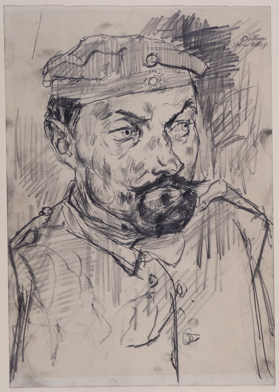 Ernst Pflanz, miembro de la Guardia Nacional, de cabeza a hombros de Max Beckmann