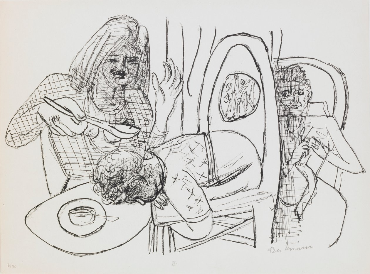 No Quiero Comer Mi Sopa, plato 6 del portafolio “Día y Sueño” de Max Beckmann