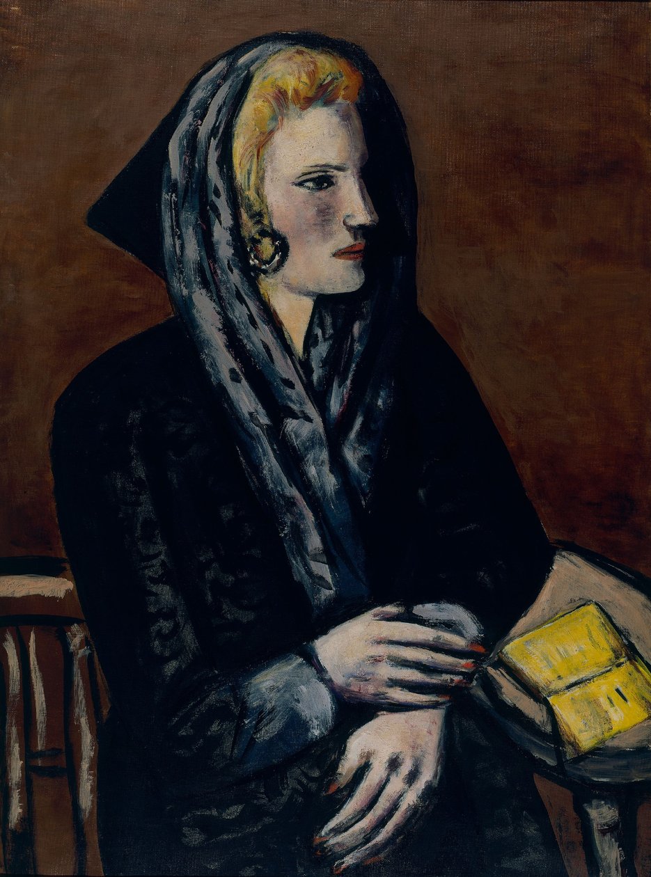 Dama con capuchón gris de Max Beckmann