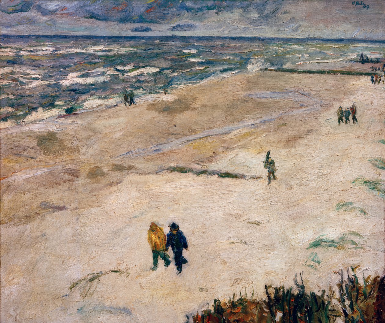Gente después del trabajo en el mar (En la playa de Wangerooge) de Max Beckmann