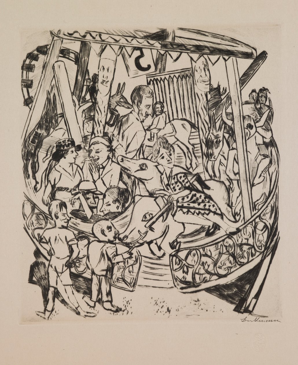Tiovivo, placa 7 del portafolio “Feria Anual” de Max Beckmann