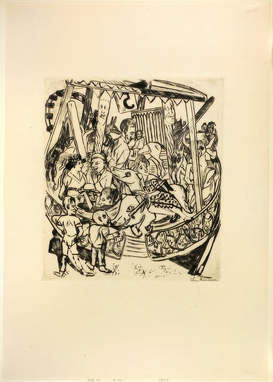 Carrusel, lámina siete de Jahrmarkt de Max Beckmann