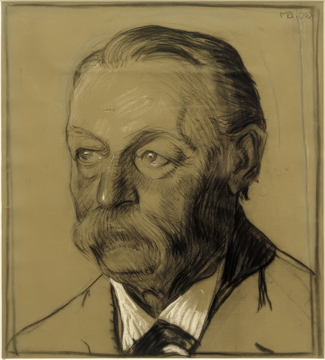Retrato del tío Friedrich Beckmann, medio perfil hacia la izquierda de Max Beckmann