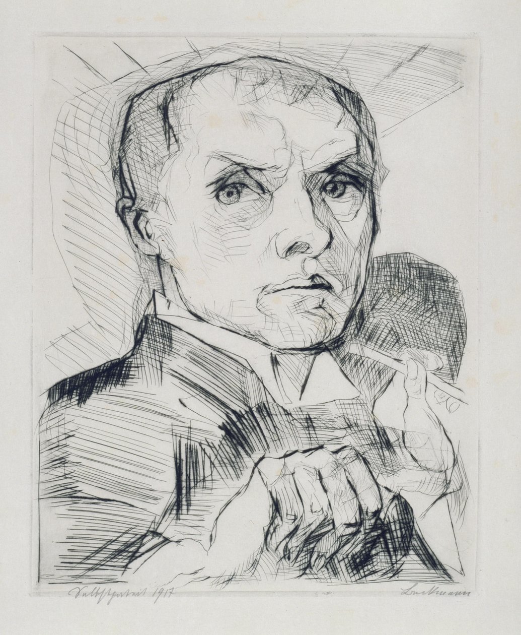 Autorretrato con estilete (lámina 19 de «Rostros») de Max Beckmann