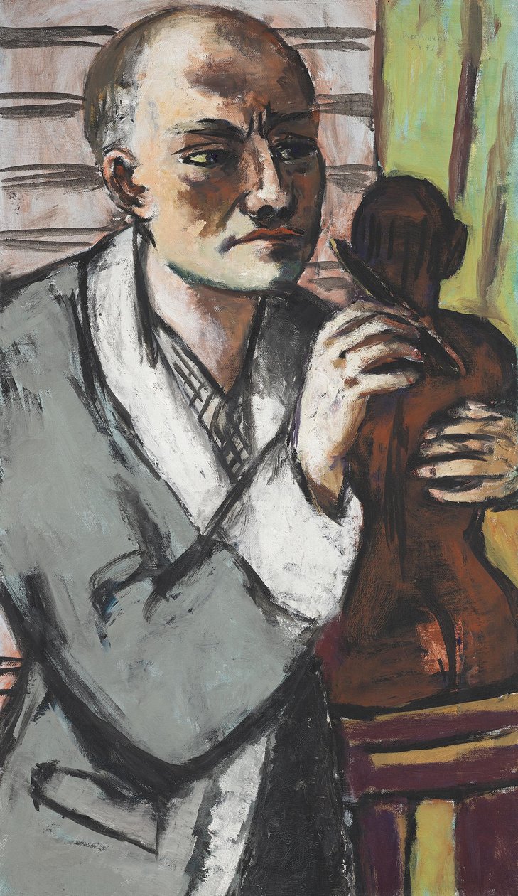 Autorretrato con bata gris de Max Beckmann