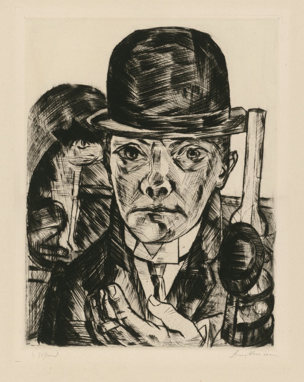 Autorretrato con sombrero de ala ancha de Max Beckmann