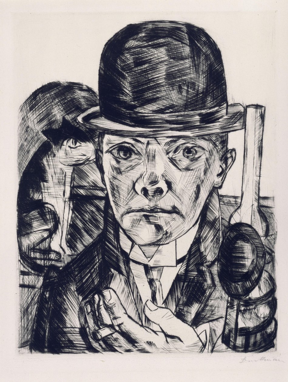 Autorretrato con sombrero de ala ancha de Max Beckmann