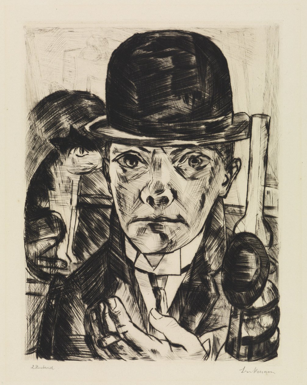Autorretrato con sombrero rígido de Max Beckmann