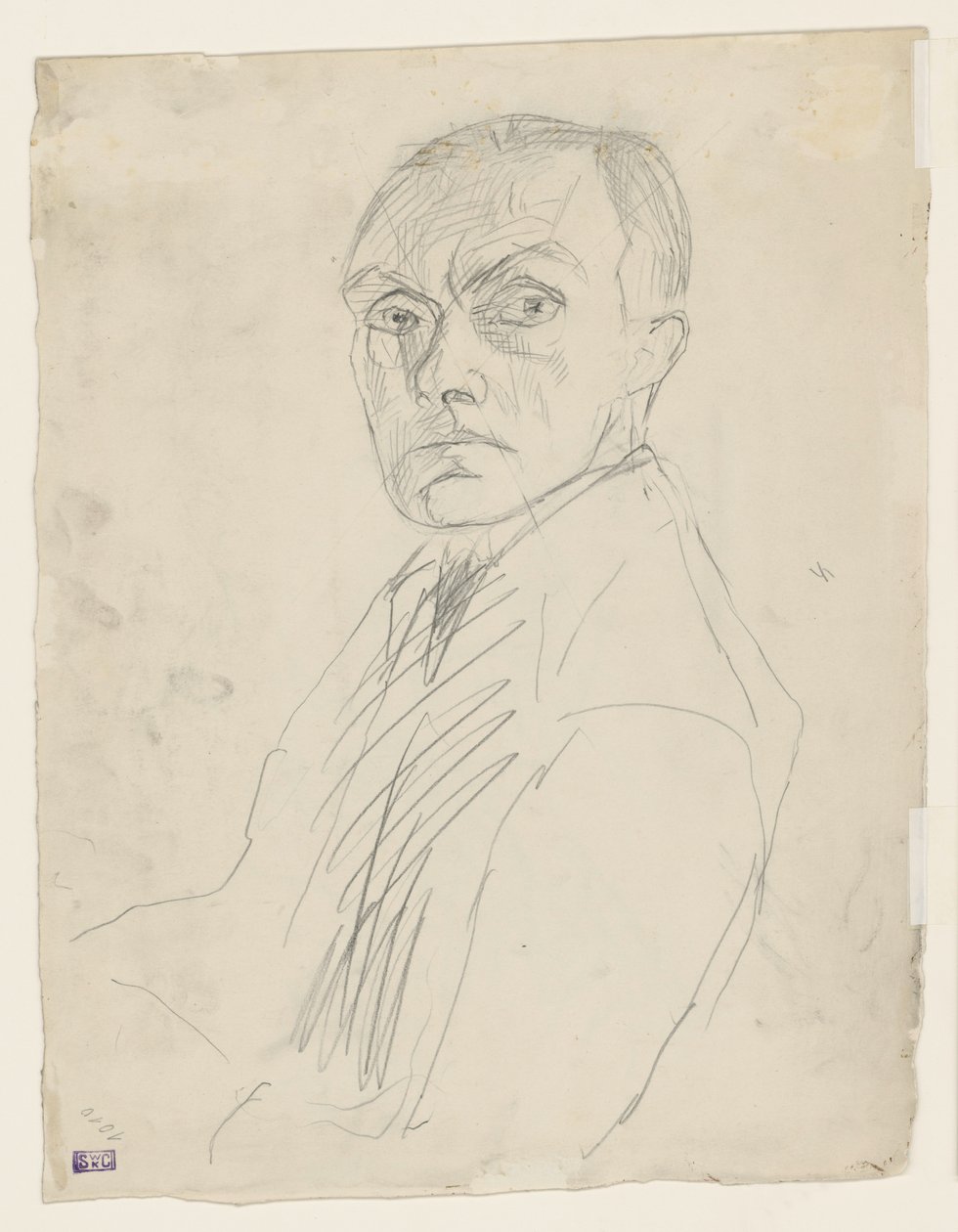 Autorretrato de perfil hacia la izquierda (descartado) de Max Beckmann