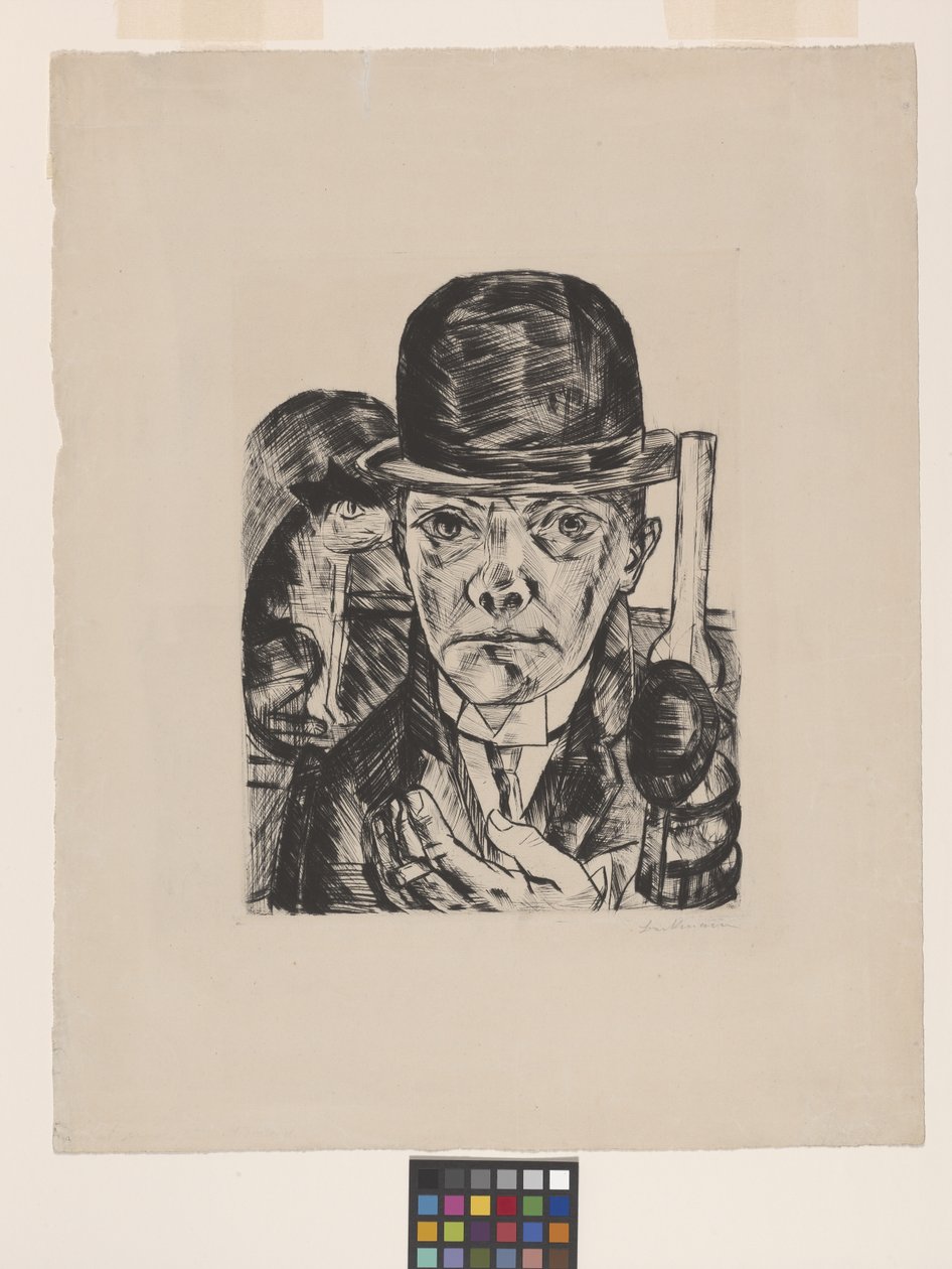 Autorretrato con bombín de Max Beckmann