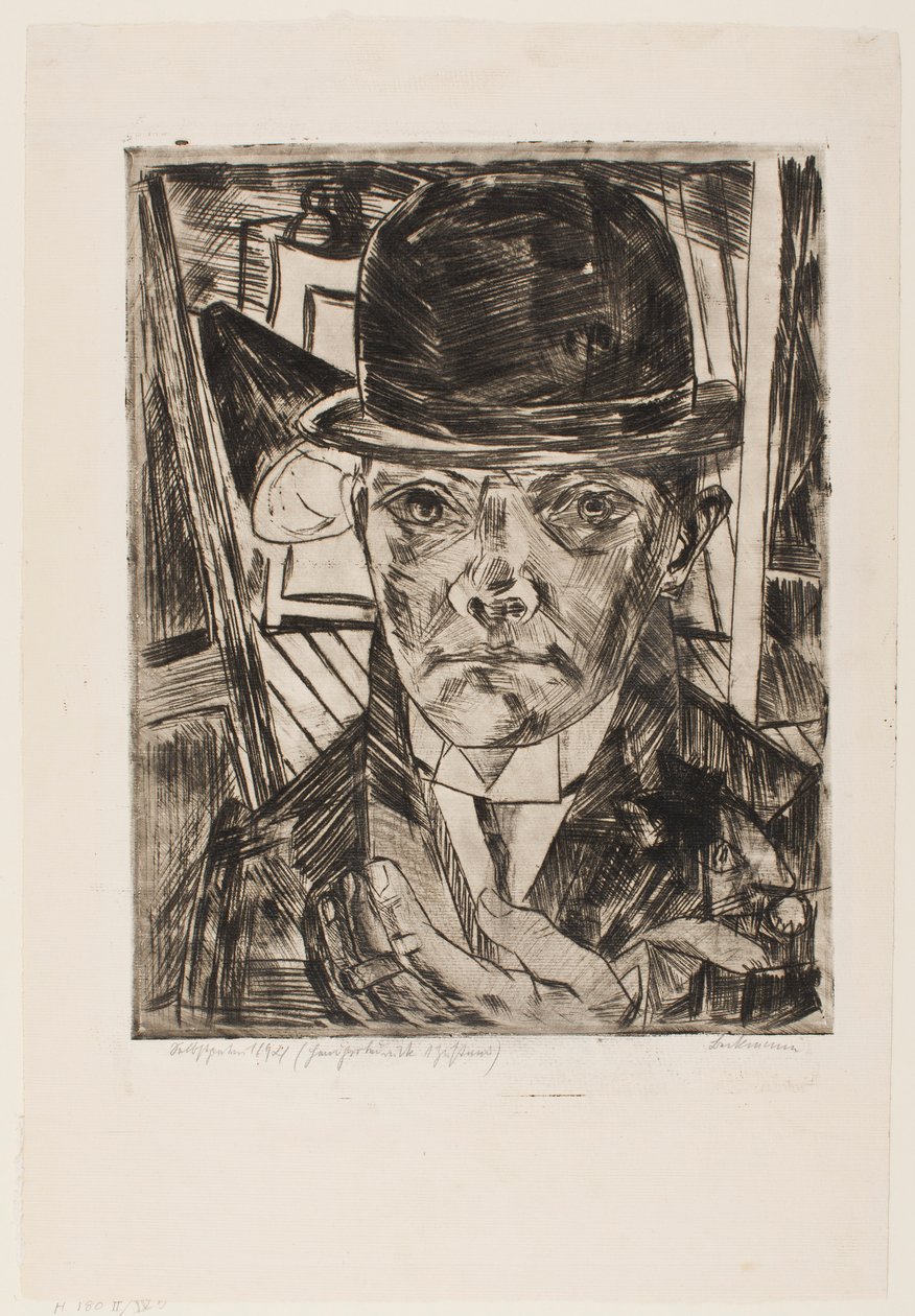 Autorretrato con bombín de Max Beckmann