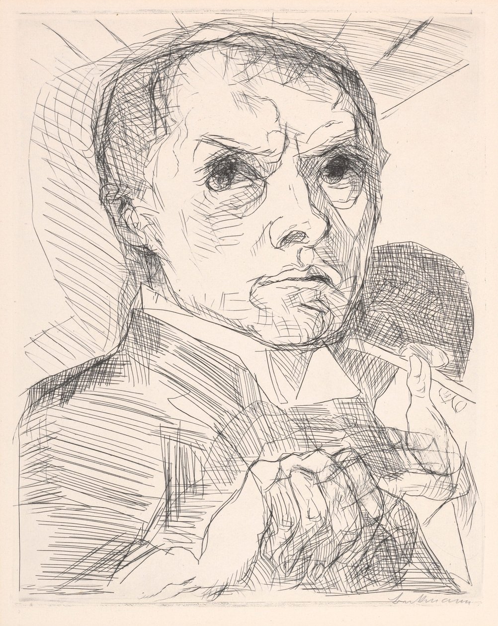 Autorretrato con estilete de Max Beckmann