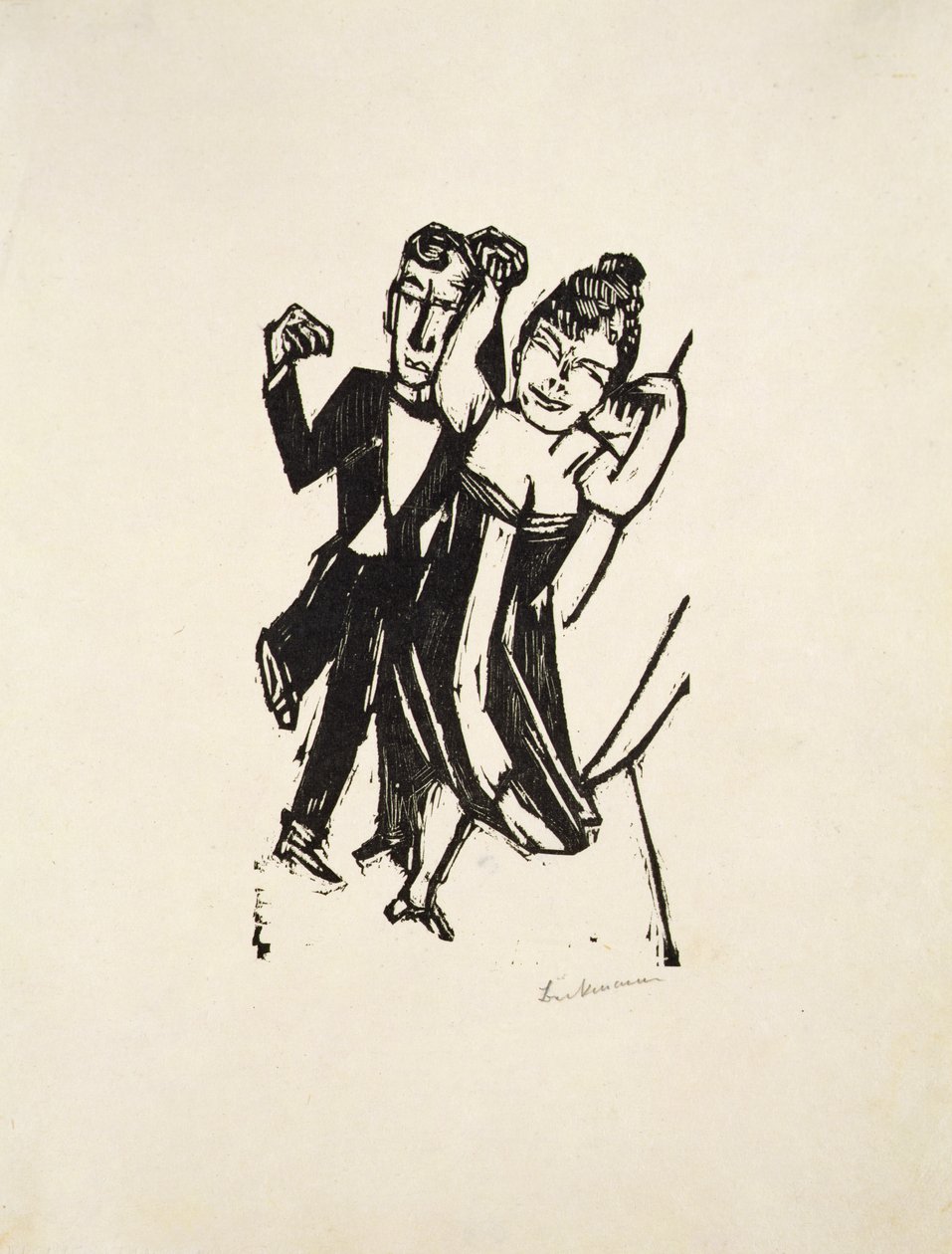 Pequeña pareja de bailarines (xilografía) de Max Beckmann