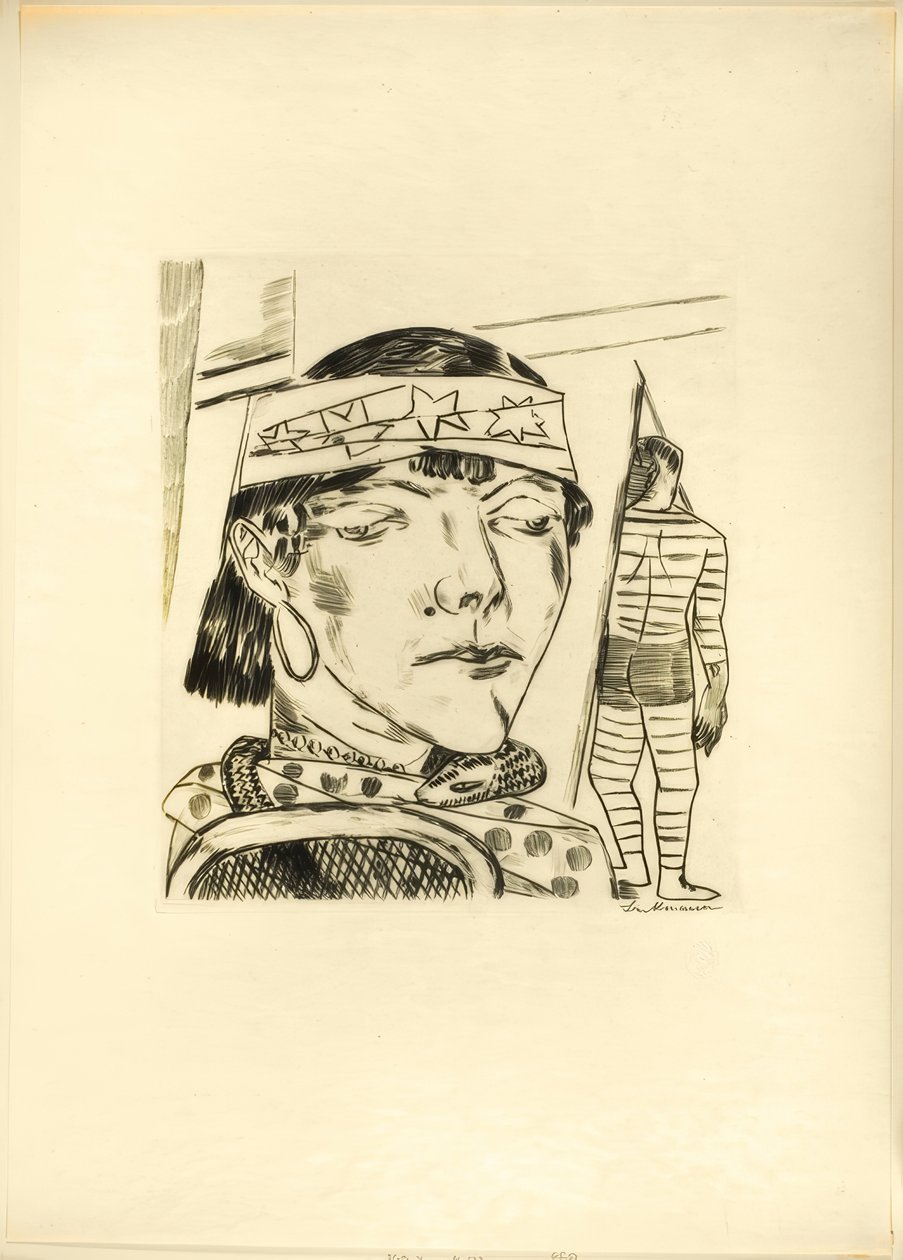 Snake Lade, lámina diez de Jahrmarkt de Max Beckmann