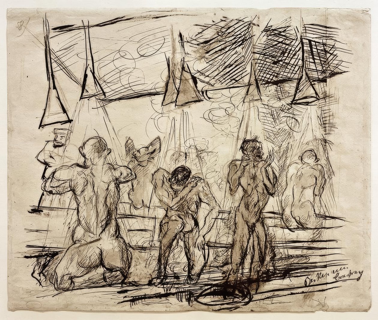 Baño de soldados – soldados duchándose de Max Beckmann