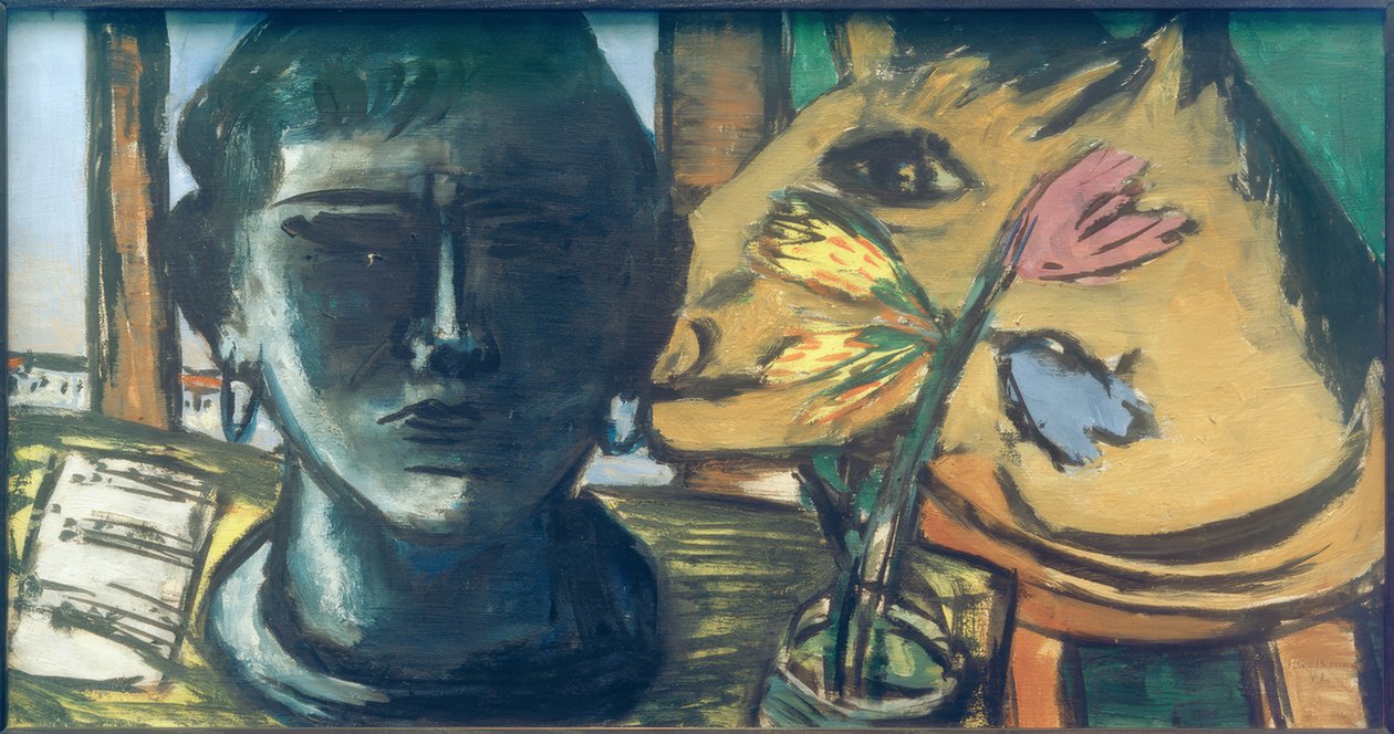 Naturaleza muerta con escultura de Max Beckmann
