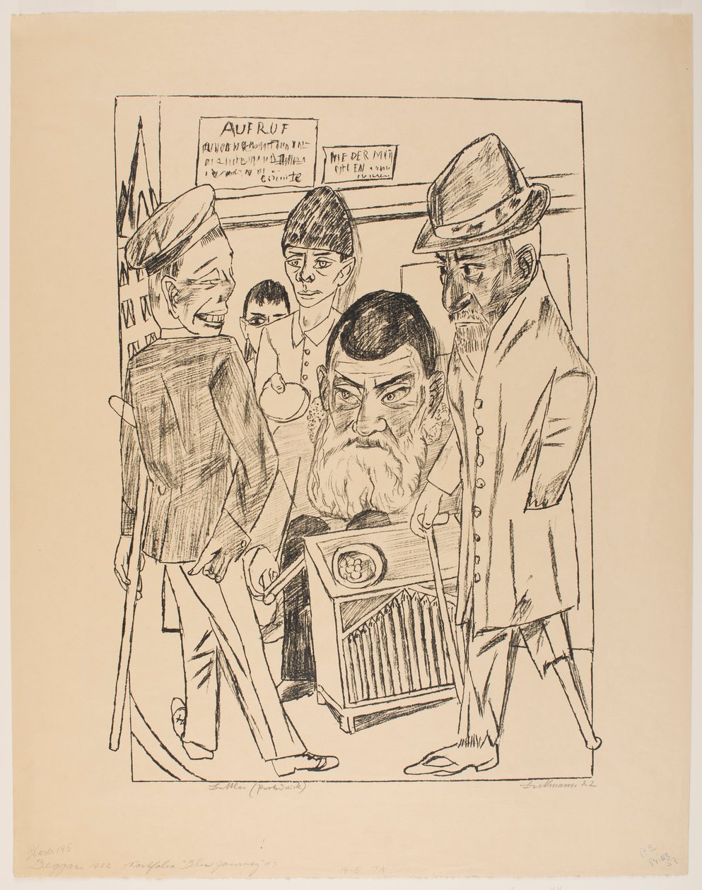 Los mendigos, lámina 7 de la serie “Viaje a Berlín 1922” de Max Beckmann