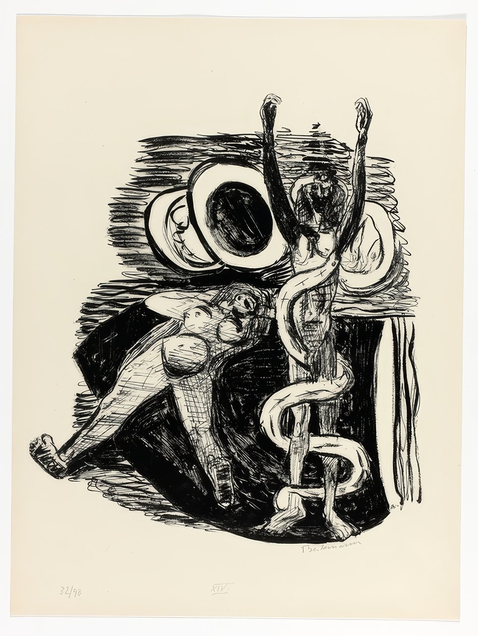 La caída del hombre, lámina 14 de Day and Dream de Max Beckmann