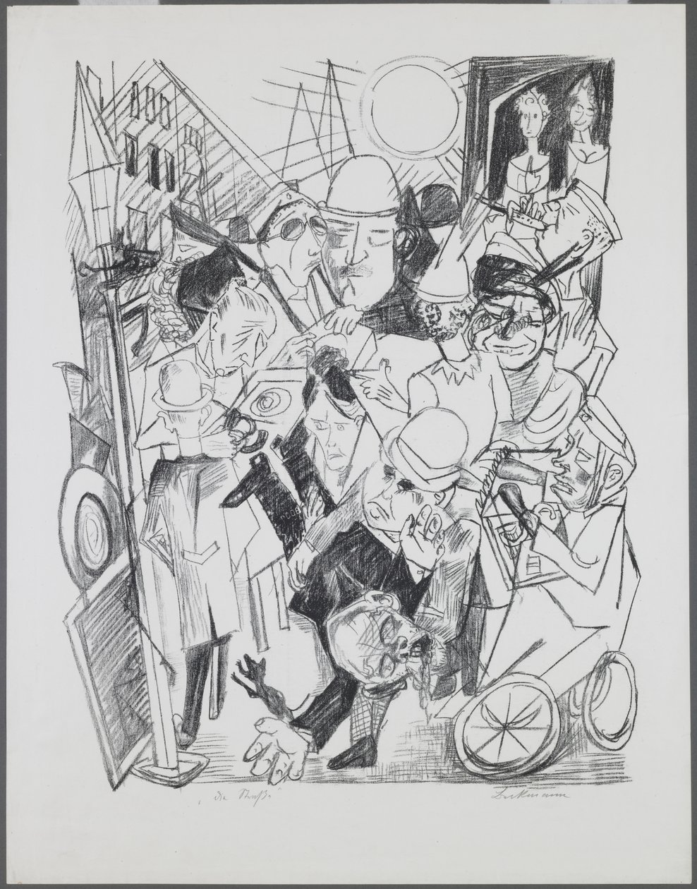 La Calle, placa 3 del portafolio “Infierno” de Max Beckmann