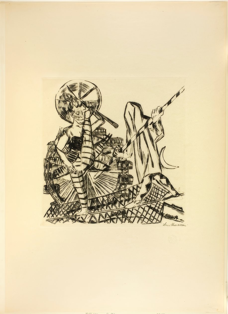 Los equilibristas, lámina ocho de Jahrmarkt de Max Beckmann
