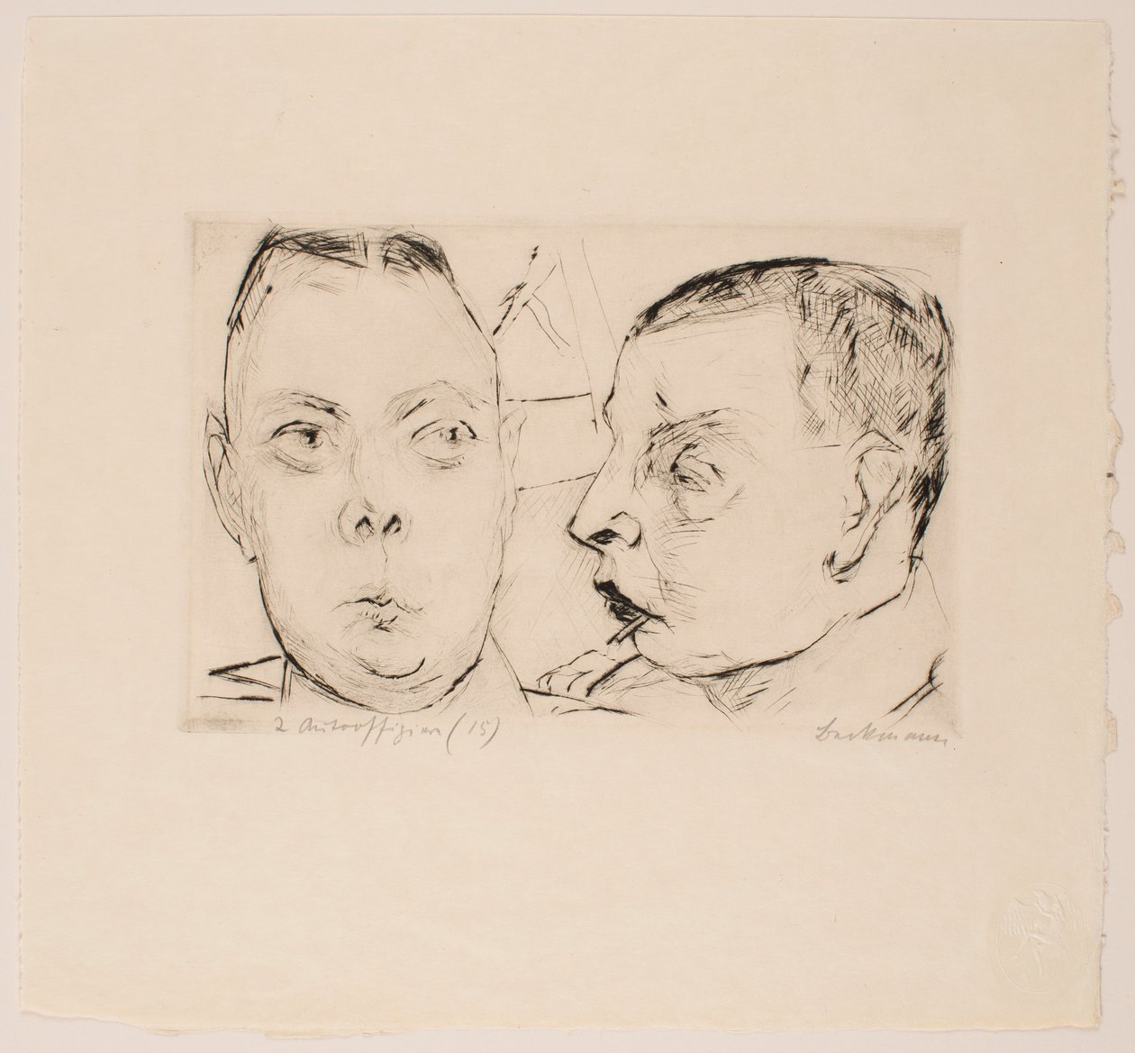 Two Auto Officers, placa 15 del portafolio “Faces” de Max Beckmann