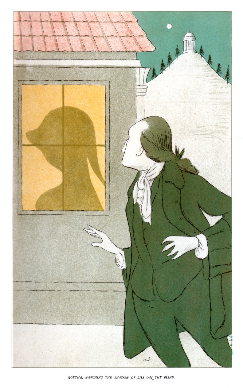 Goethe observando la sombra de Lili en la persiana, 1904 de Henry Maximilian Beerbohm