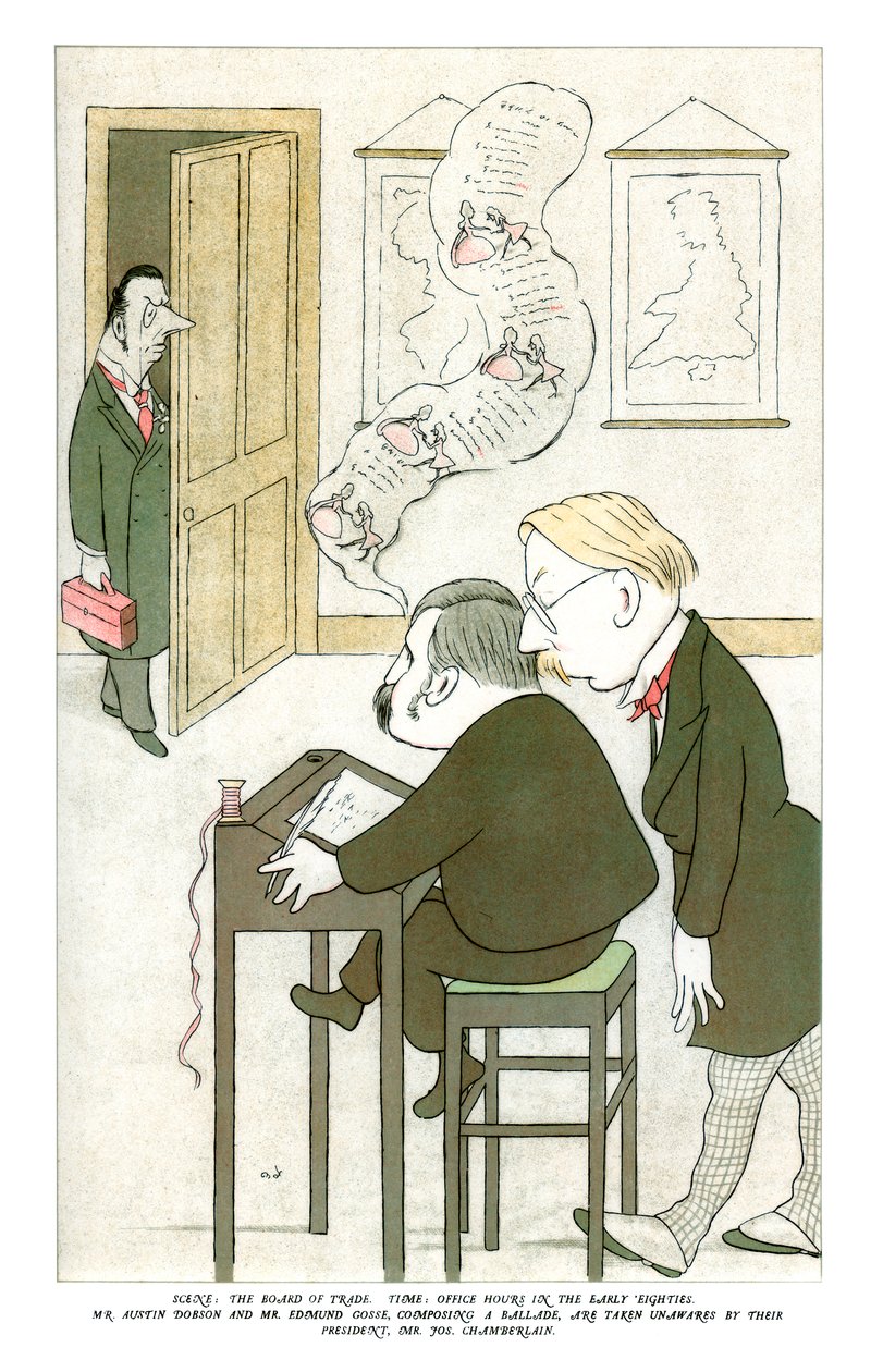 El Sr. Austin Dobson y el Sr. Edmund Gosse componiendo una balada, 1904 de Henry Maximilian Beerbohm