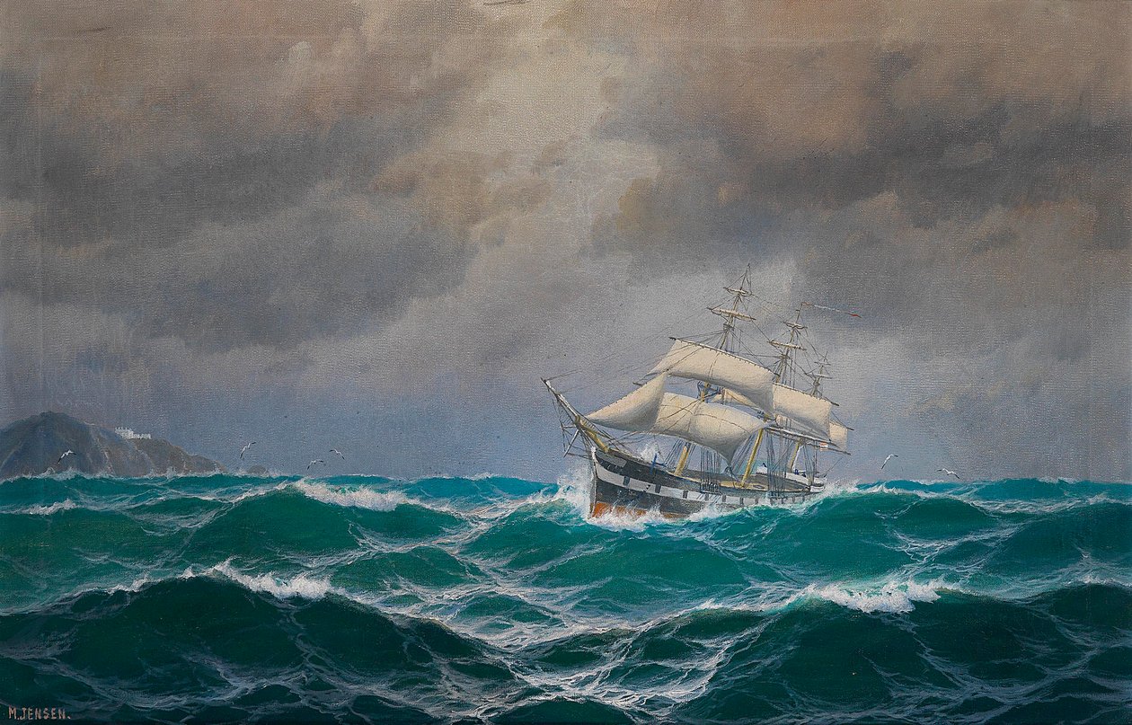 Tres mástiles en alta mar de Max Jensen
