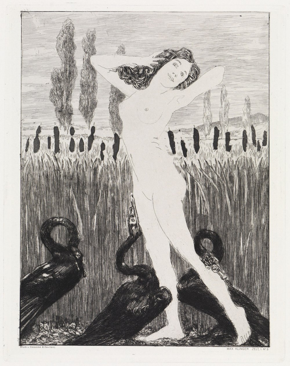Junto al lago (Tienda de campaña, Opus XIV, 1.ª parte, n.º 3) de Max Klinger