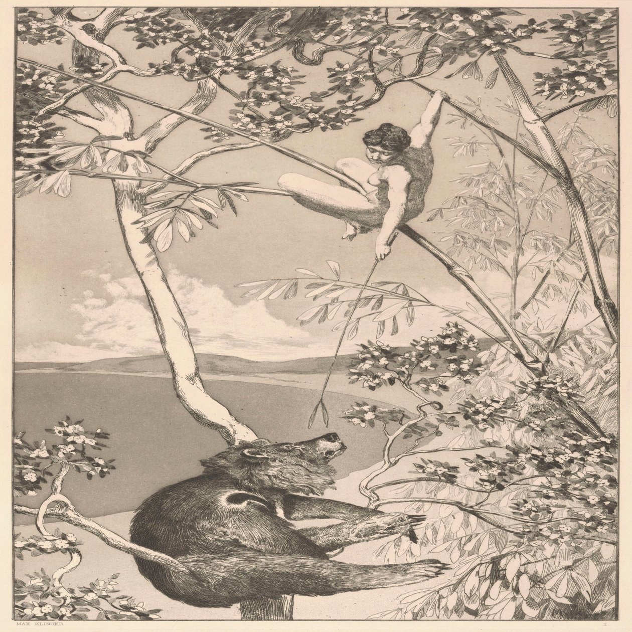 El oso y el duende. de Max Klinger