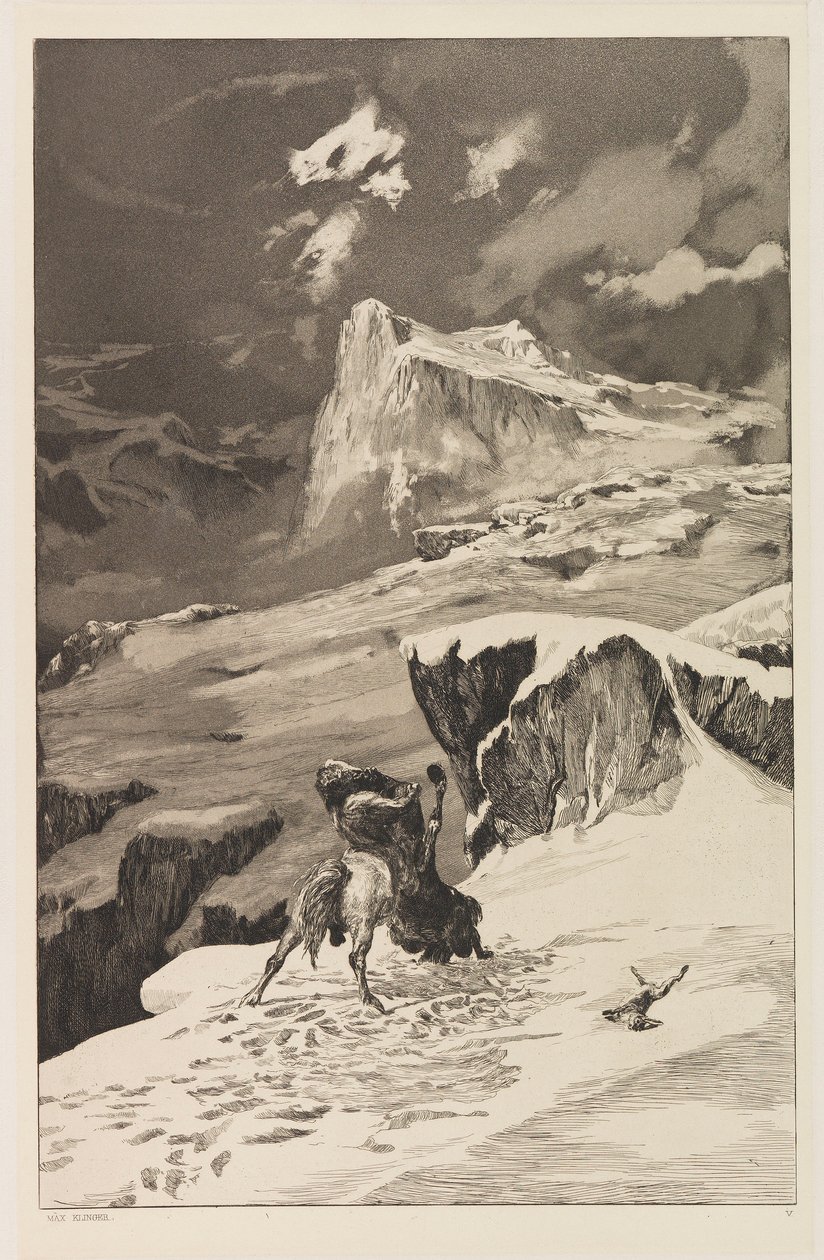 Centauros luchando, placa V de Intermezzos, Opus IV de Max Klinger