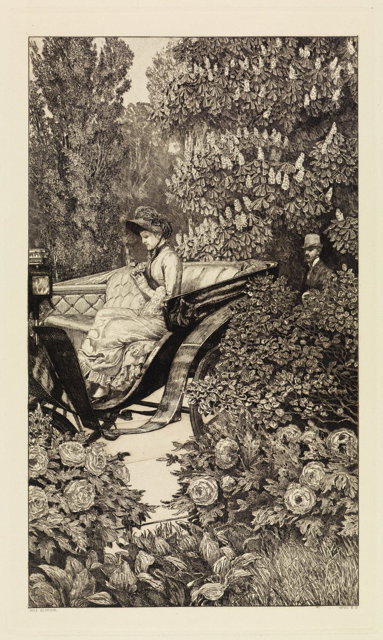 Encuentro (Primer encuentro) (Un amor, opus X, lámina 2) de Max Klinger