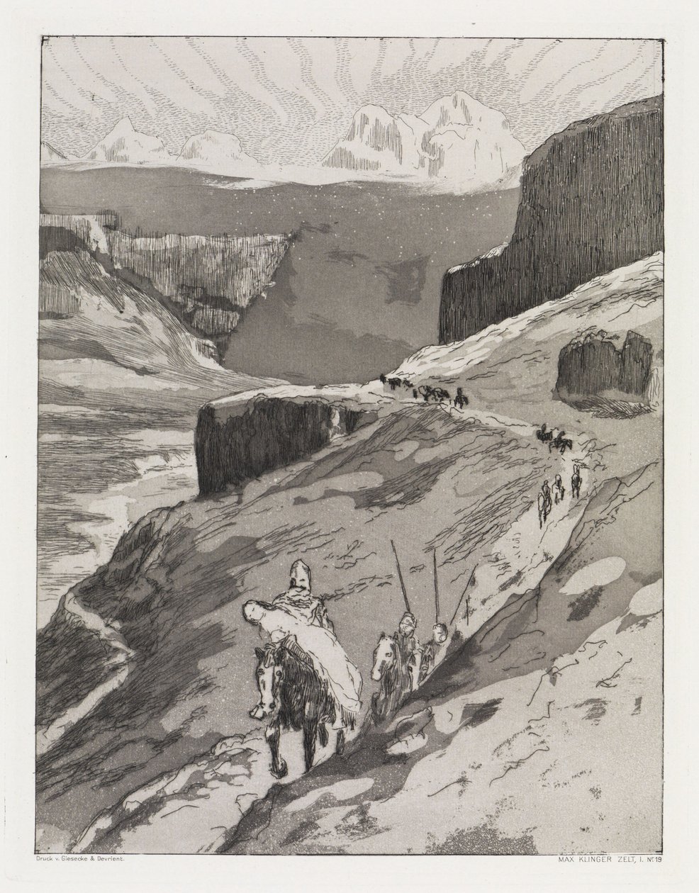 A través de las montañas (Zelt, Opus XIV, 1.ª parte, n.º 19) de Max Klinger