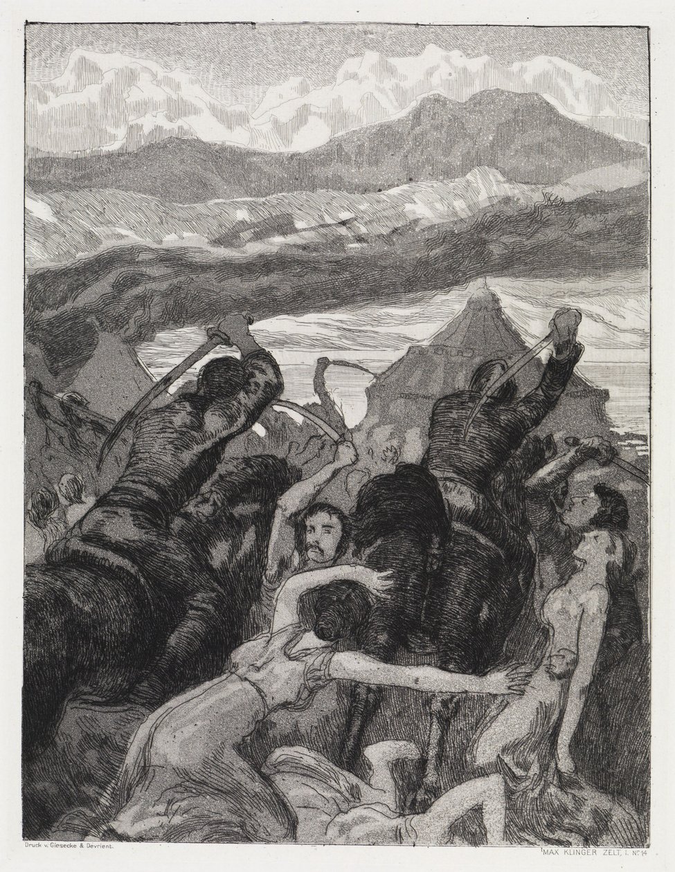 «Einbruch» (Zelt, Opus XIV, 1.ª parte, n.º 14) de Max Klinger