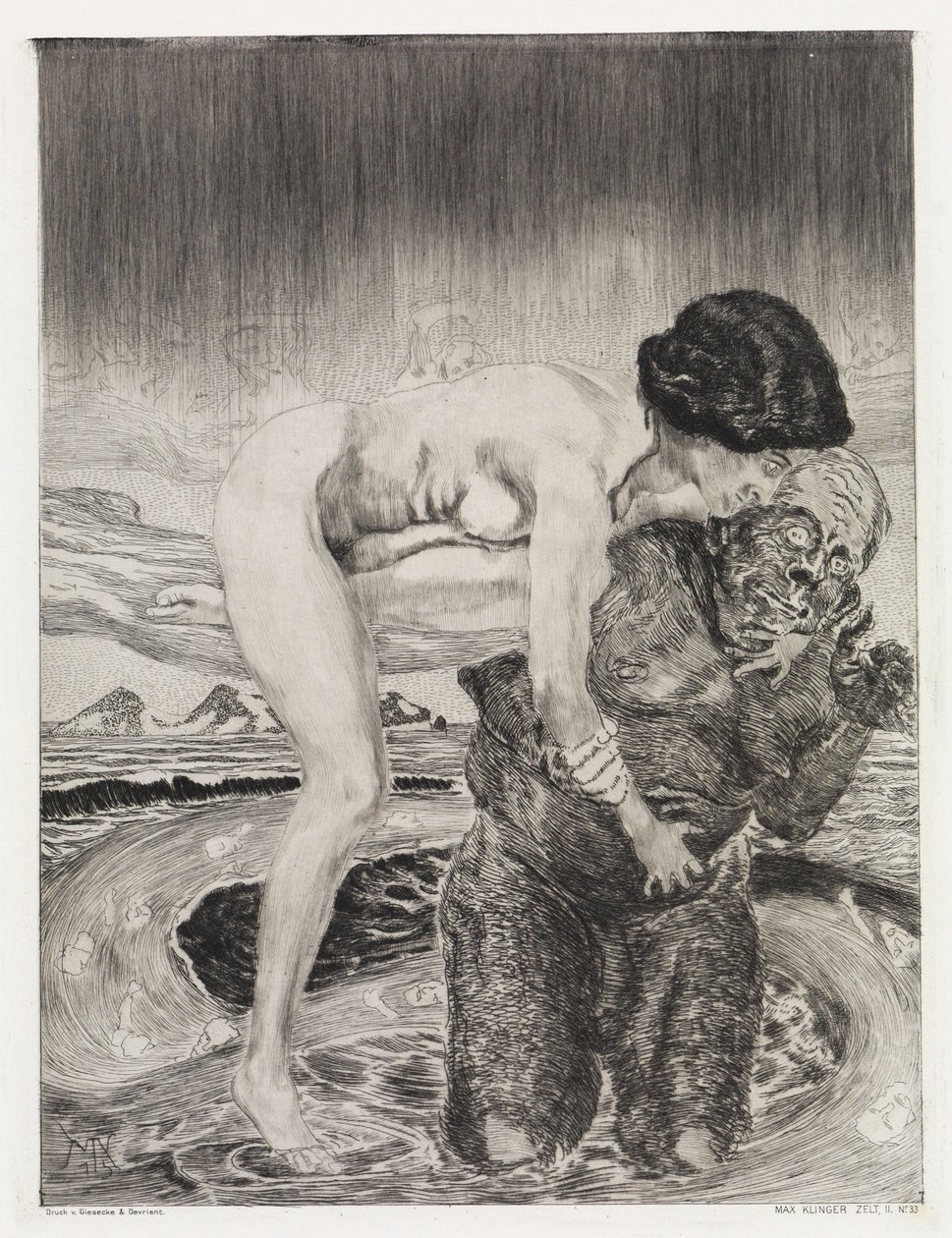 Diosa y mago (Tienda, opus XIV, parte 2, n.º 33) de Max Klinger