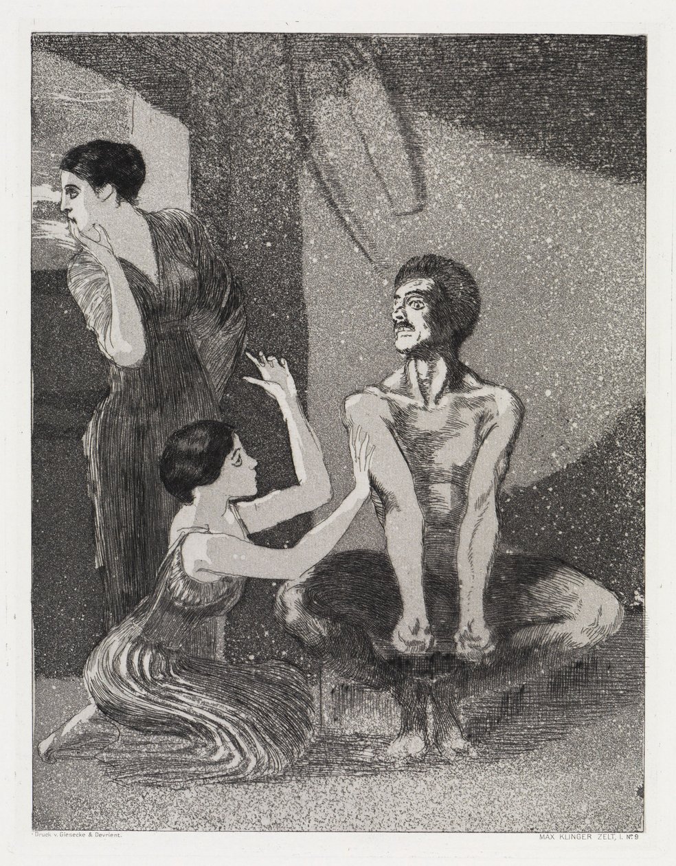 La muchacha y el arquero (Tienda de campaña, Opus XIV, 1.ª parte, n.º 9) de Max Klinger