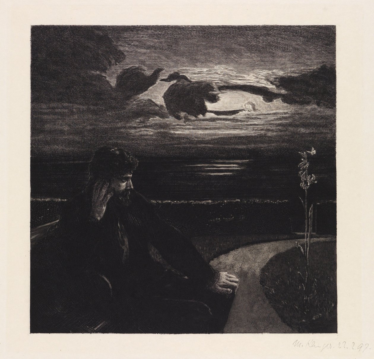 Noche (Sobre la muerte, primera parte, opus XI, lámina 1) de Max Klinger