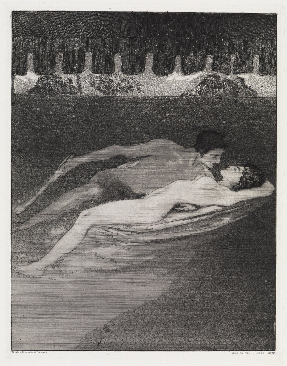 Noche (Tienda de campaña, Opus XIV, 1.ª parte, n.º 12) de Max Klinger