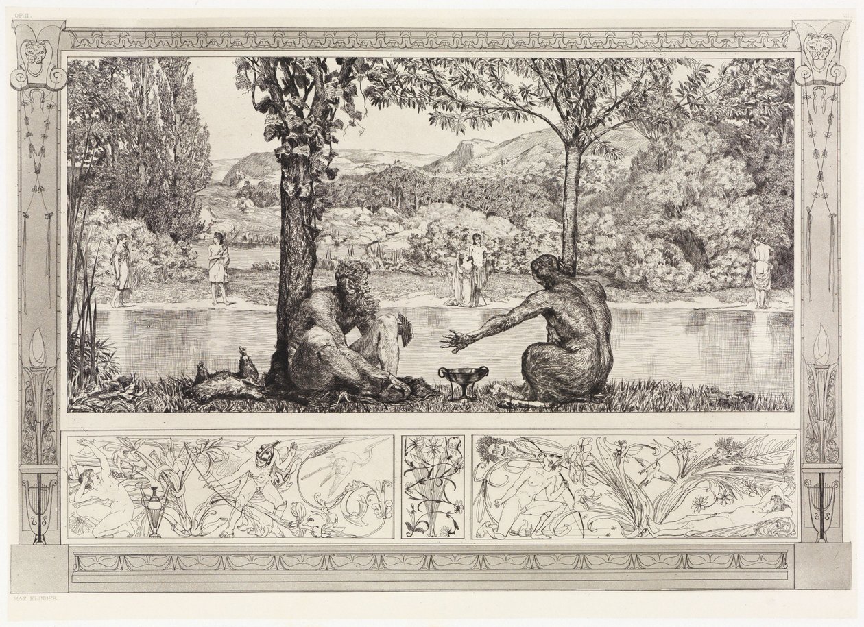 Narciso y Eco I (Rescates de víctimas ovidianas, opus II, lámina 7) de Max Klinger