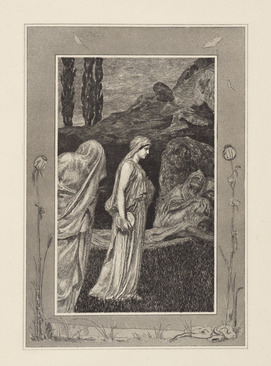 Psique en el Tártaro (Amor y Psique, Opus V, lámina 39) de Max Klinger
