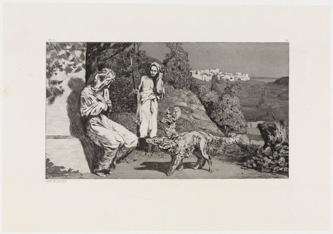 Píramo y Tisbe II (Rescates de víctimas ovidianas, Opus II, lámina 3) de Max Klinger