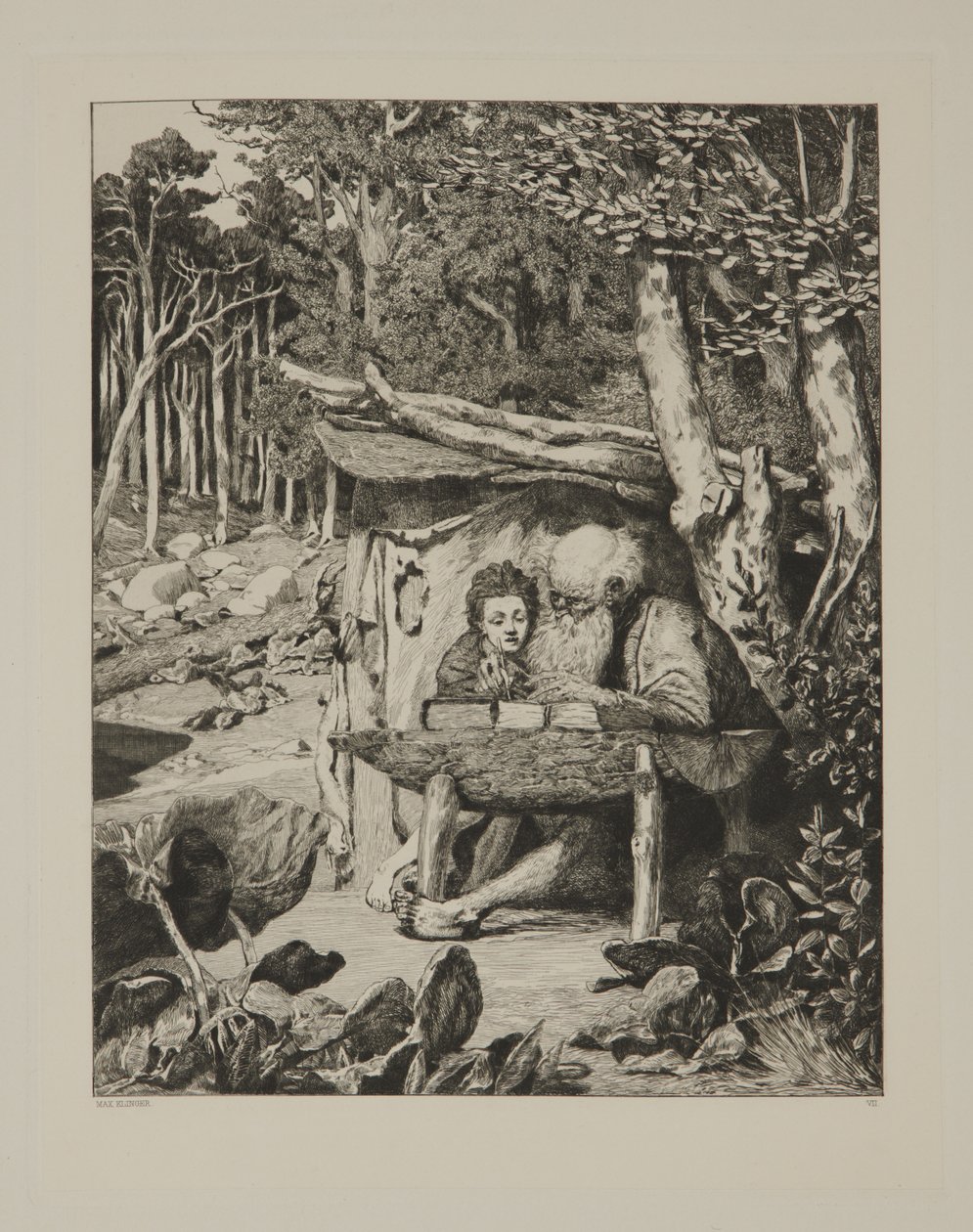 Lección de escritura de Simplicius de Max Klinger