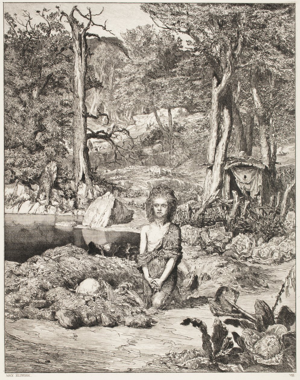 Simplicius ante la tumba del ermitaño de Max Klinger