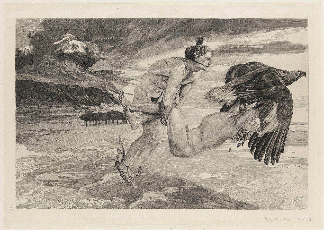 Rapto de Prometeo, lámina 14, Fantasía de Brahms, Op. XII de Max Klinger