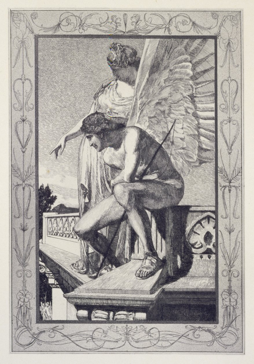 Venus muestra a Psique a Cupido, lámina 4 de la serie «Cupido y Psique: Opus V» de Max Klinger