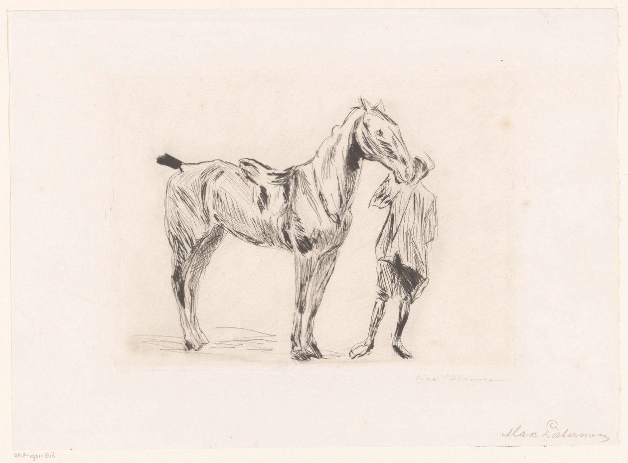 hombre, con, equitación, caballo de Max Liebermann (signed by artist)