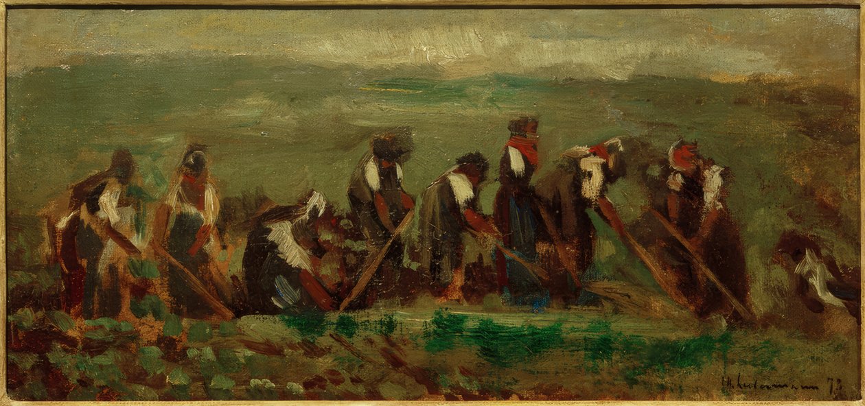 Trabajador en el campo de remolachas - Estudio de composición de Max Liebermann