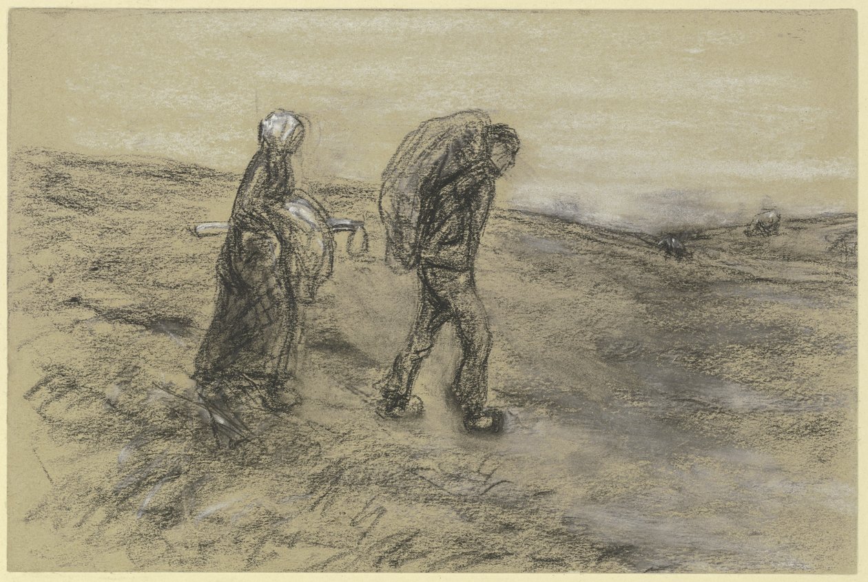 Trabajador que regresa del trabajo en el campo con su esposa de Max Liebermann