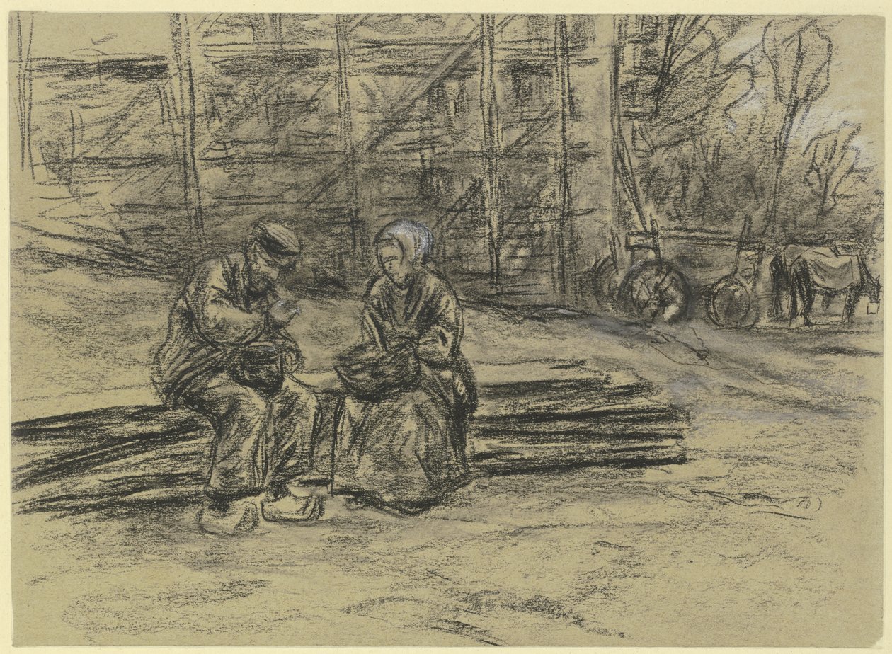 Un obrero comiéndose su almuerzo de Max Liebermann